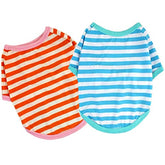 KUTKUT 2Pcs Small Dog Soft Cotton Striped Clothing, Puppy Vest T-Shirts Outfits for Dogs and Cat, Doggy Breathable Tshirts for Pet Dogs Kitten Boy and Girl - kutkutstyle